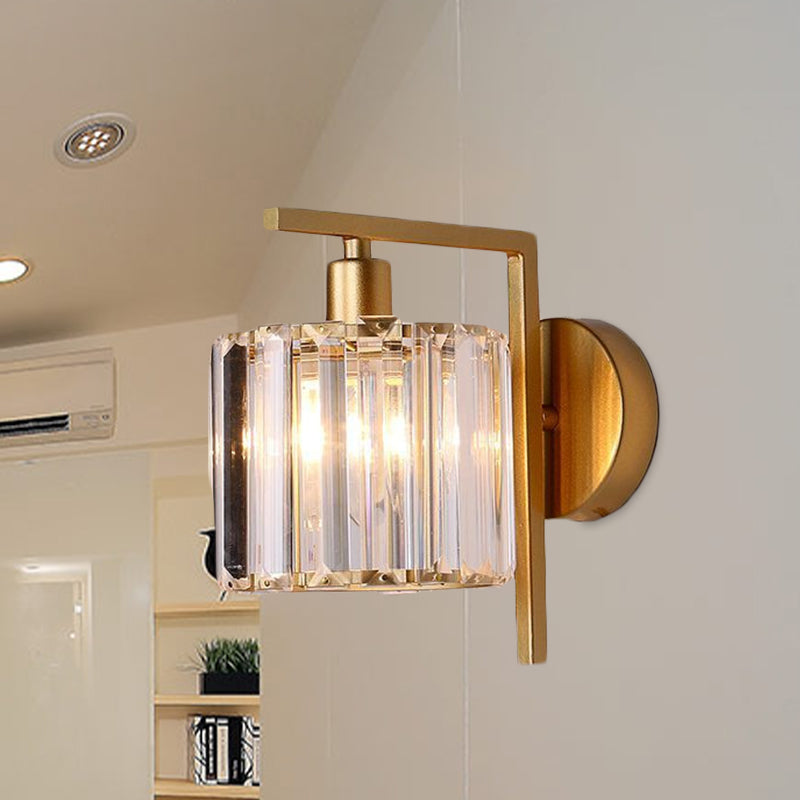 Taavita Golden Column Wall Light 1-Bulb Crystal Wall Lights for Bedroom