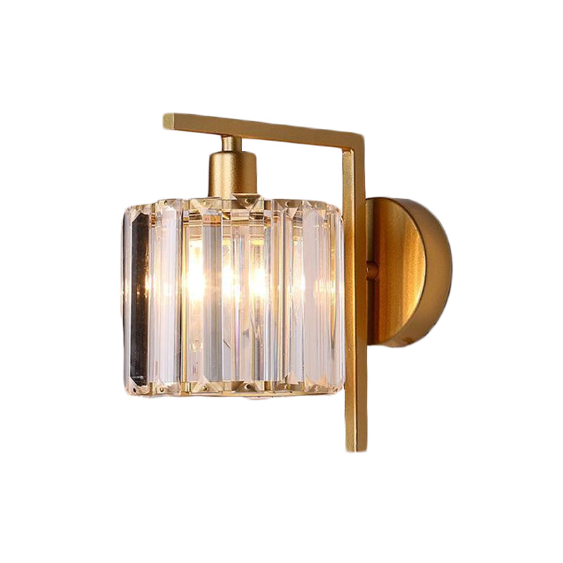 Taavita Golden Column Wall Light 1-Bulb Crystal Wall Lights for Bedroom