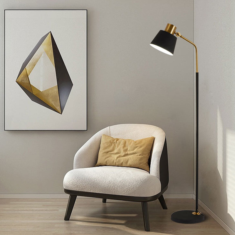 Taavita Modernist Small Barrel Floor Stand Lamp with Single Light for Bedroom - Metallic Design