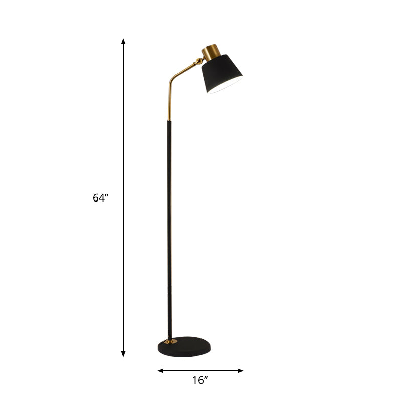 Taavita Modernist Small Barrel Floor Stand Lamp with Single Light for Bedroom - Metallic Design