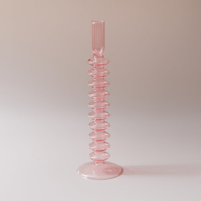 Taavita Pink Handblown Glass Taper Candle Holder & Vases