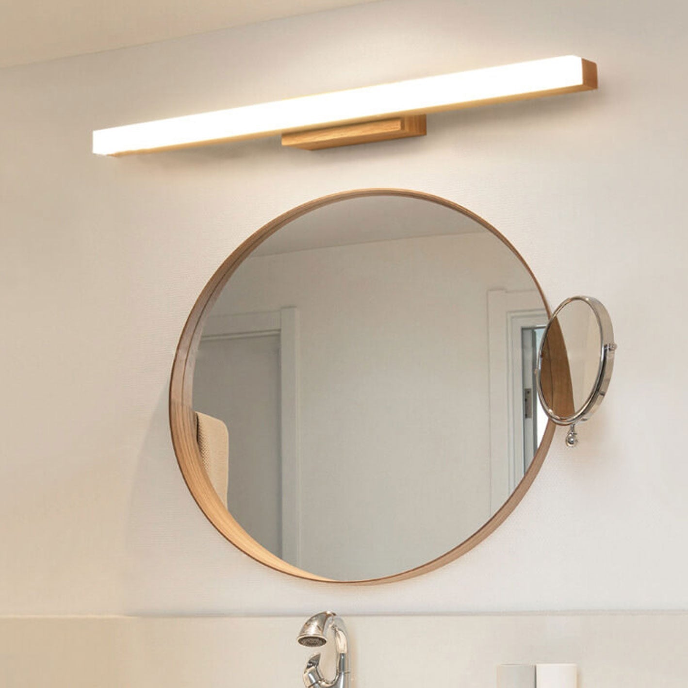 Taavita Minimalist Wooden Long Strip Vanity Light LED Wall Lamp