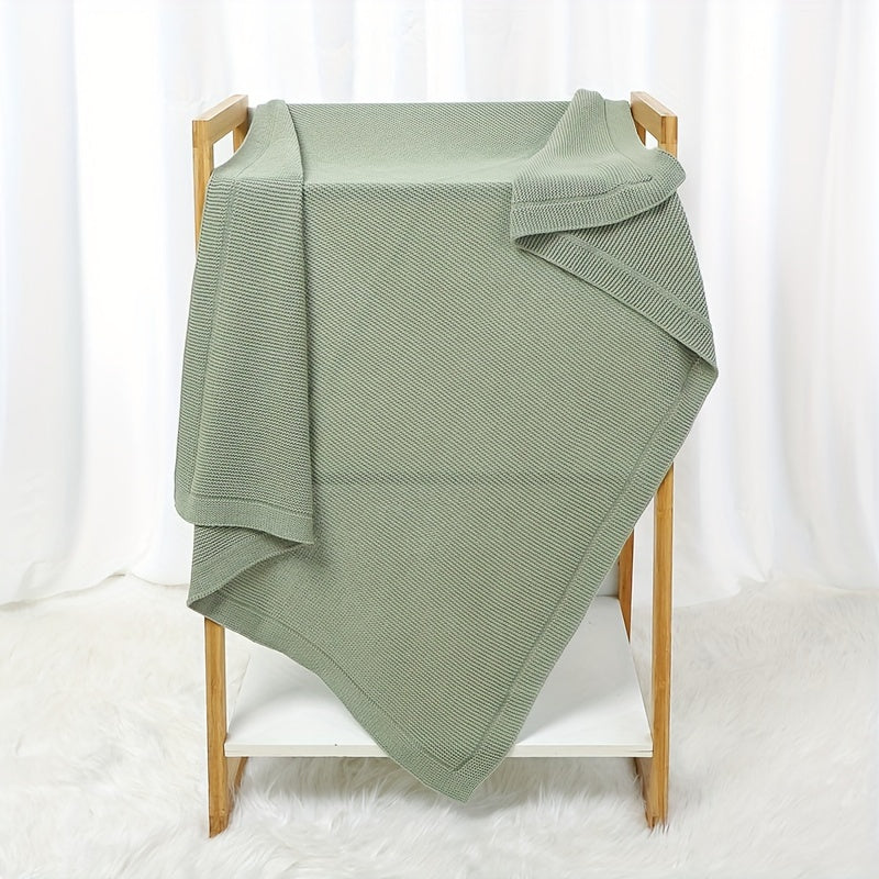 Taavita Cotton Knit Wrap Blanket – Soft & Solid Color – In Elegant Geometric Pattern