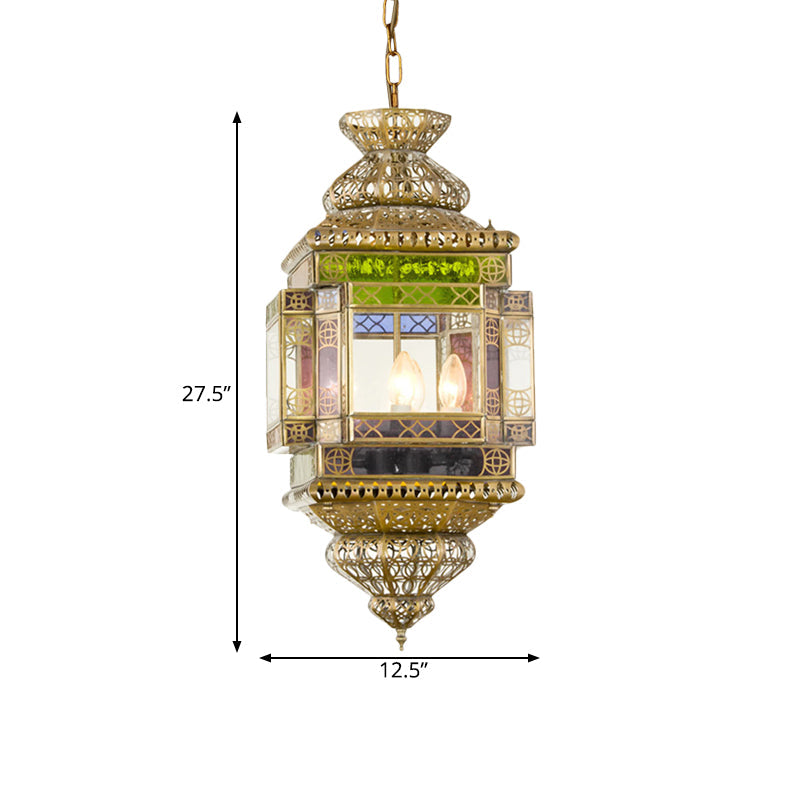 Cutout Restaurant Pendant Chandelier Arab Metal 3 Lights Brass Hanging Light Fixture Clearhalo 'Ceiling Lights' 'Chandeliers' Lighting' options 921357