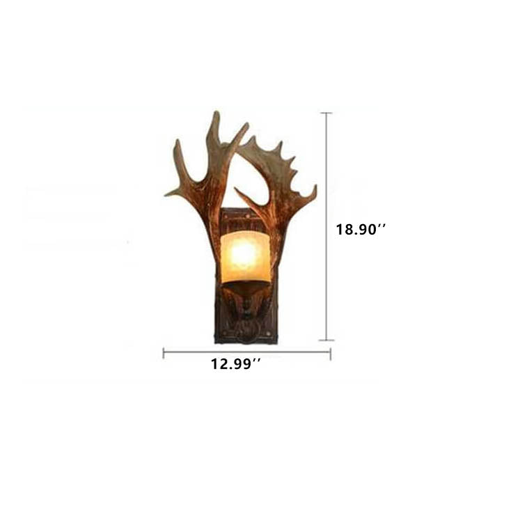 Taavita Antique Antler 1-Light Wall Lamp - Industrial Style Wall Light in Wood and White Finish