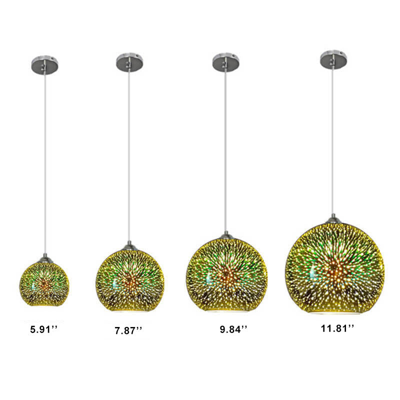 Modern 3D Creative Colorful Firework Glass 1-Light Dome Pendant Lamp