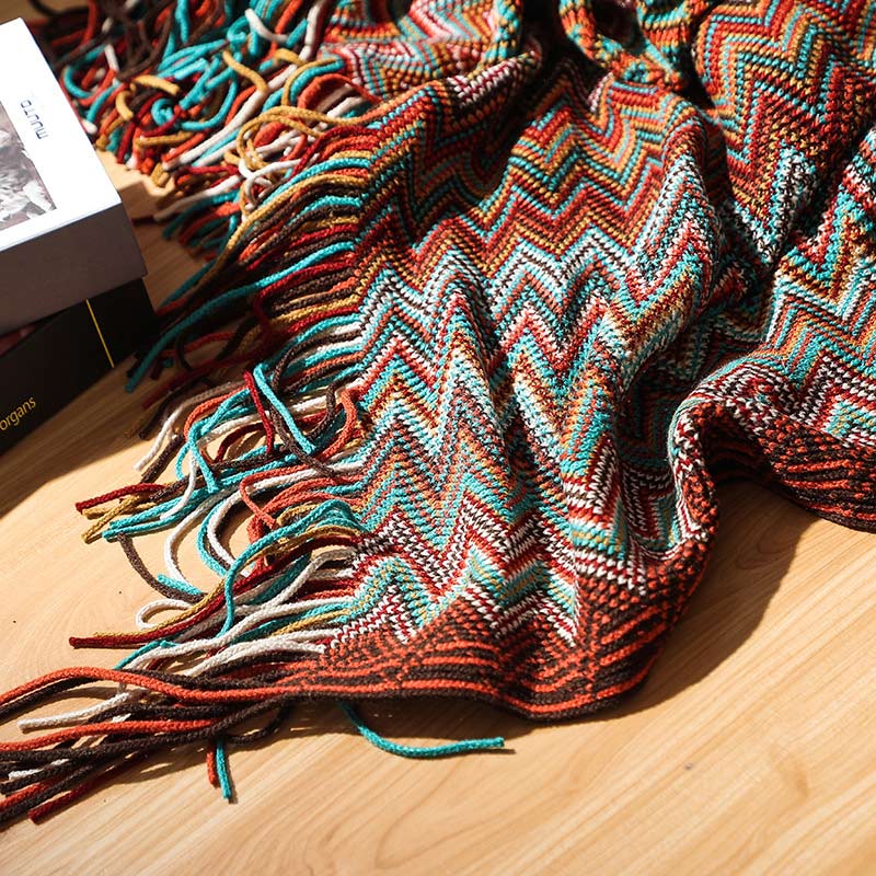 Cozy Striped Blanket with Tassels