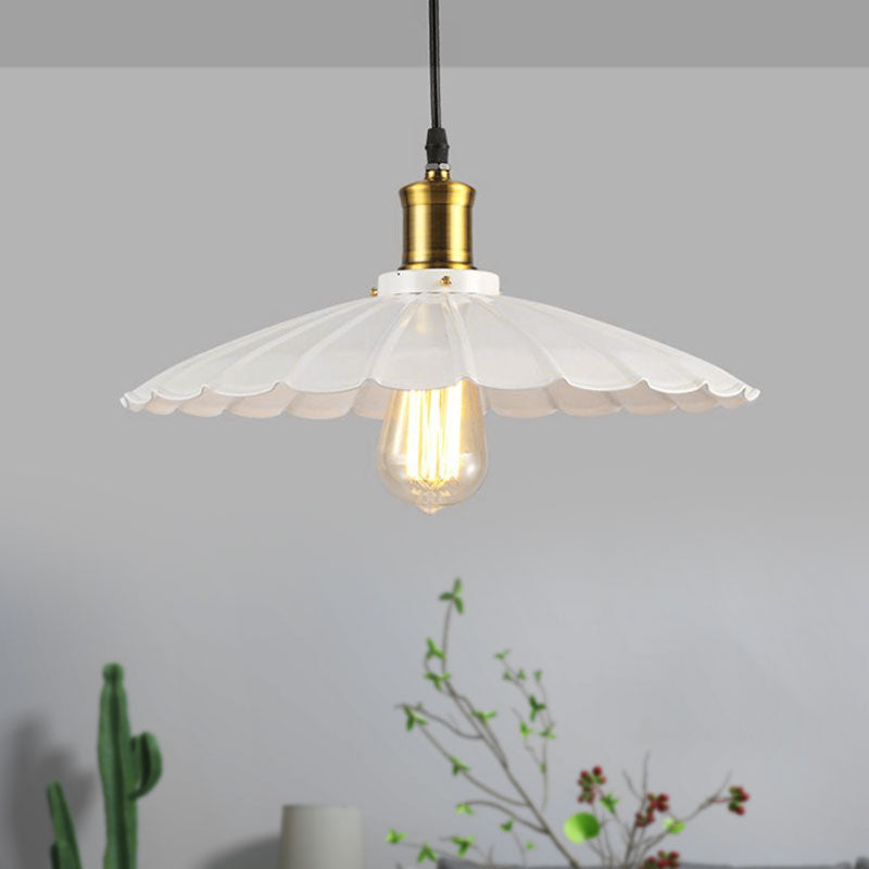 14"/16" Diameter Industrial Jubeled Pendant Light 1 Head Metal Ceiling Lamp in Black/White