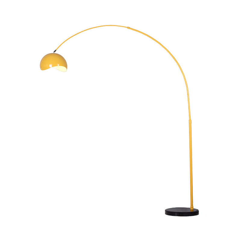 Taavita Floor Lamp Fishing Rod Standing Floor Light Modern Metal 1 Bulb Black/Yellow with Dome Shade