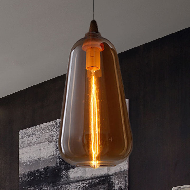 Global/Gourd/Ellipse Pendant Light Contemporary Smoky/Amber/White Glass 1 Light Dining Room Hanging Ceiling Lamp White C Clearhalo 'Ceiling Lights' 'Glass shade' 'Glass' 'Modern Pendants' 'Modern' 'Pendant Lights' 'Pendants' Lighting' 991315