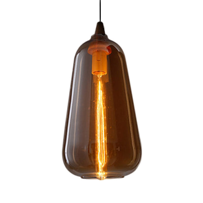 Taavita Pendant Light Contemporary Smoky Amber White Glass 1 Light Dining Room Hanging Ceiling Lamp