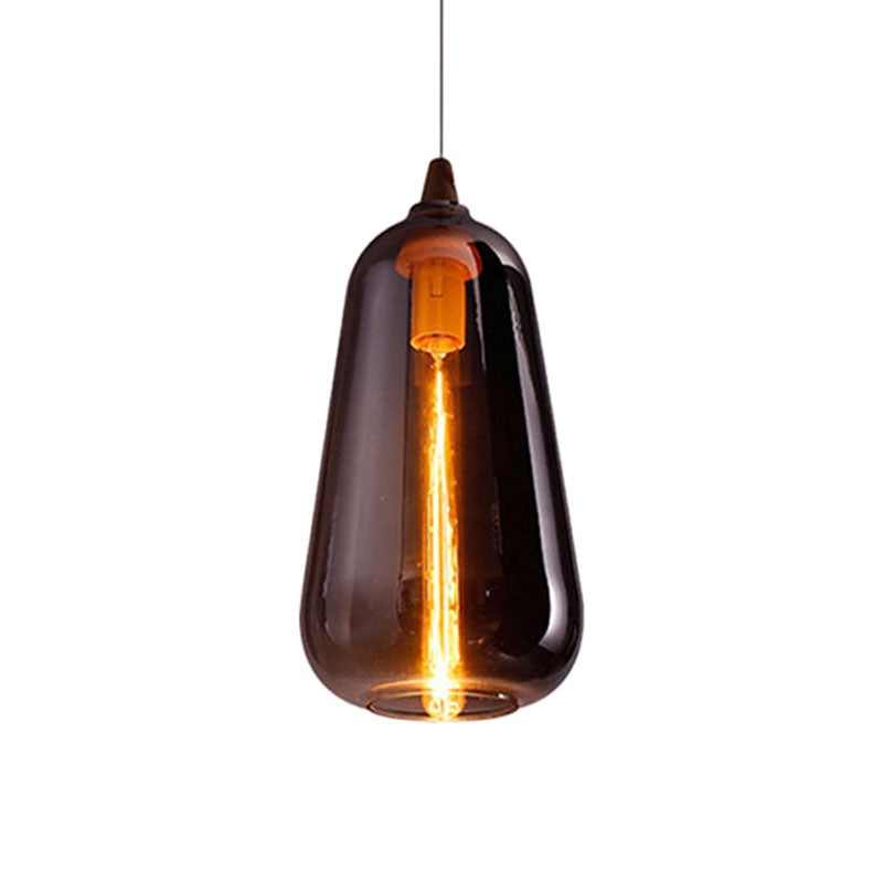 Taavita Pendant Light Contemporary Smoky Amber White Glass 1 Light Dining Room Hanging Ceiling Lamp