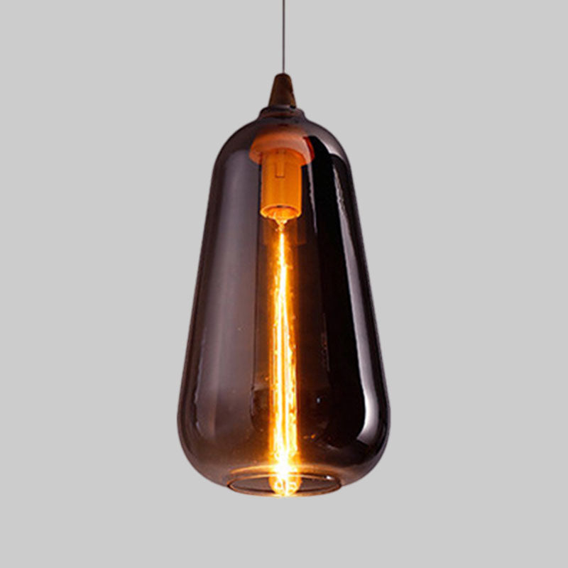 Taavita Pendant Light Contemporary Smoky Amber White Glass 1 Light Dining Room Hanging Ceiling Lamp