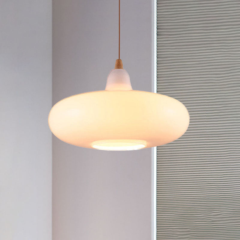 Taavita Pendant Light Contemporary Smoky Amber White Glass 1 Light Dining Room Hanging Ceiling Lamp