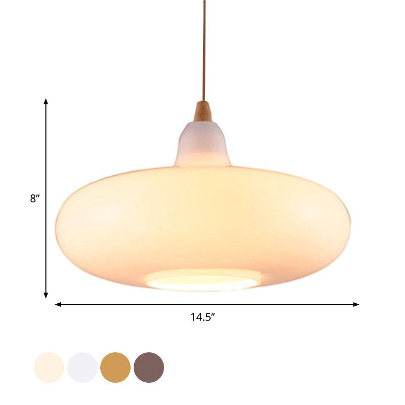 Taavita Pendant Light Contemporary Smoky Amber White Glass 1 Light Dining Room Hanging Ceiling Lamp