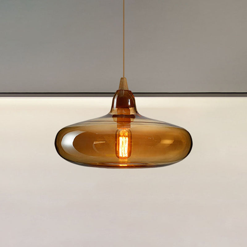 Taavita Pendant Light Contemporary Smoky Amber White Glass 1 Light Dining Room Hanging Ceiling Lamp