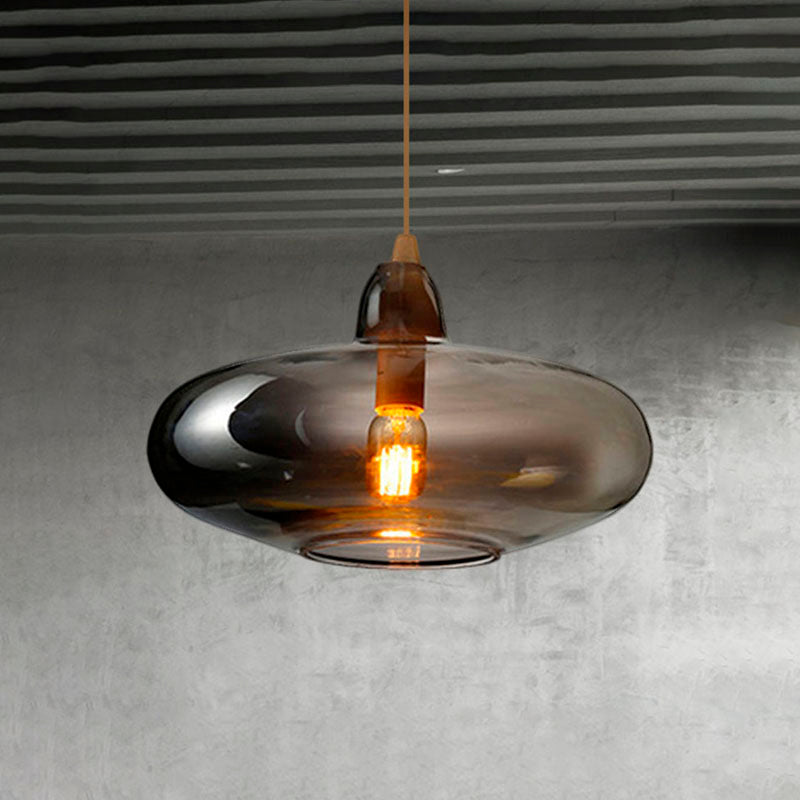 Taavita Pendant Light Contemporary Smoky Amber White Glass 1 Light Dining Room Hanging Ceiling Lamp