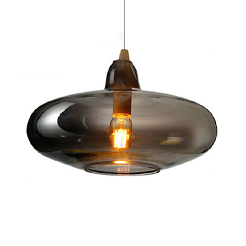 Taavita Pendant Light Contemporary Smoky Amber White Glass 1 Light Dining Room Hanging Ceiling Lamp