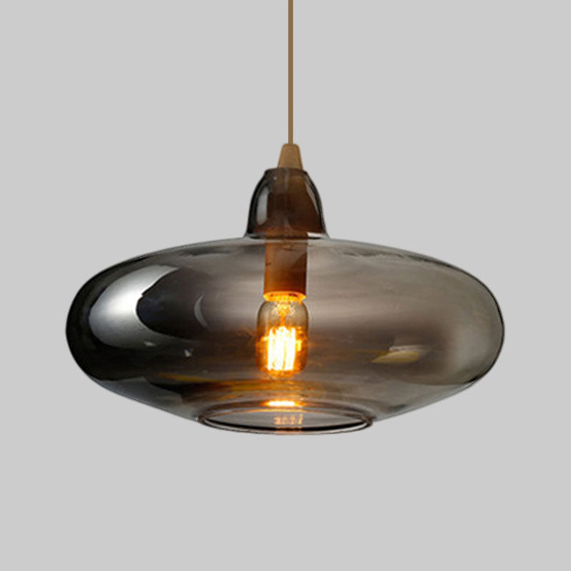 Taavita Pendant Light Contemporary Smoky Amber White Glass 1 Light Dining Room Hanging Ceiling Lamp