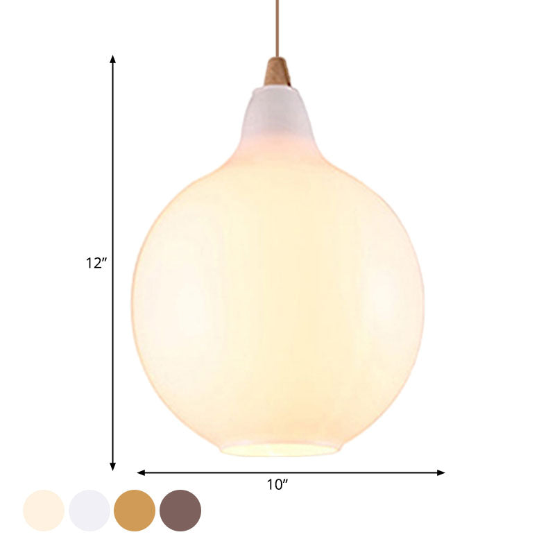 Taavita Pendant Light Contemporary Smoky Amber White Glass 1 Light Dining Room Hanging Ceiling Lamp