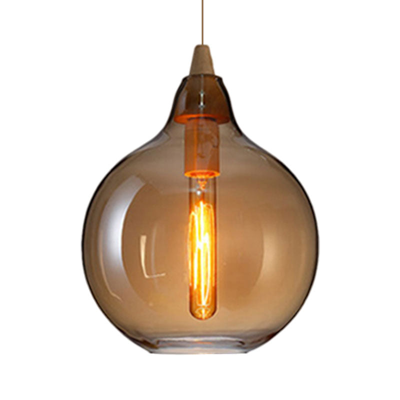 Taavita Pendant Light Contemporary Smoky Amber White Glass 1 Light Dining Room Hanging Ceiling Lamp