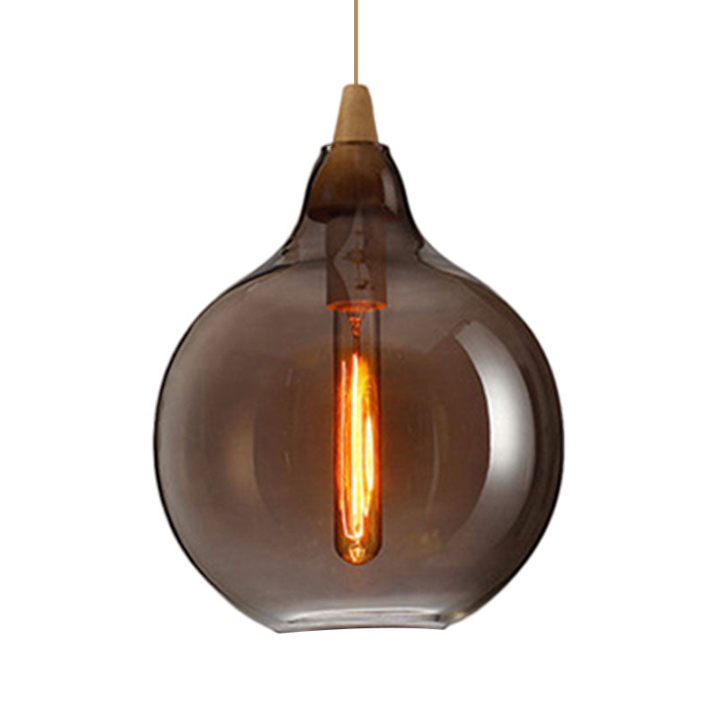 Taavita Pendant Light Contemporary Smoky Amber White Glass 1 Light Dining Room Hanging Ceiling Lamp