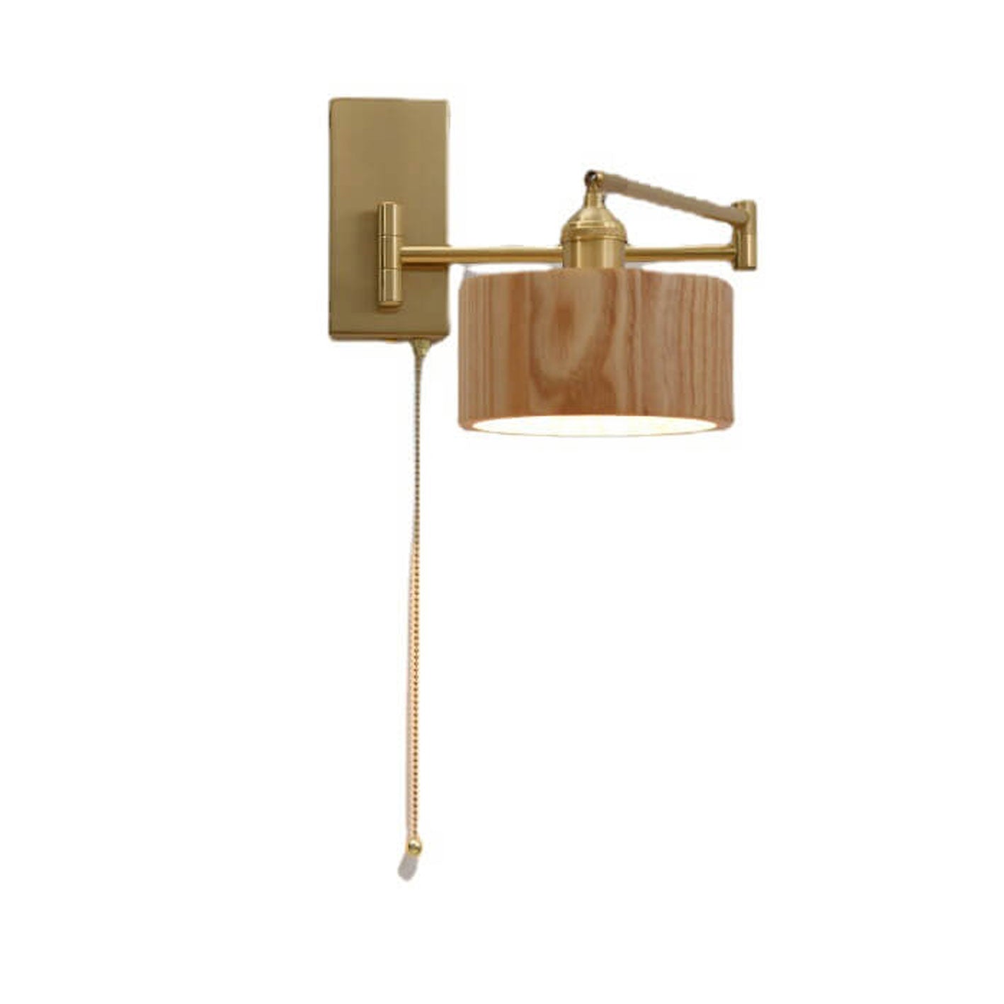 Taavita Vintage Wood Metal Rod Pull Switch Rotatable 1-Light Wall Lamp