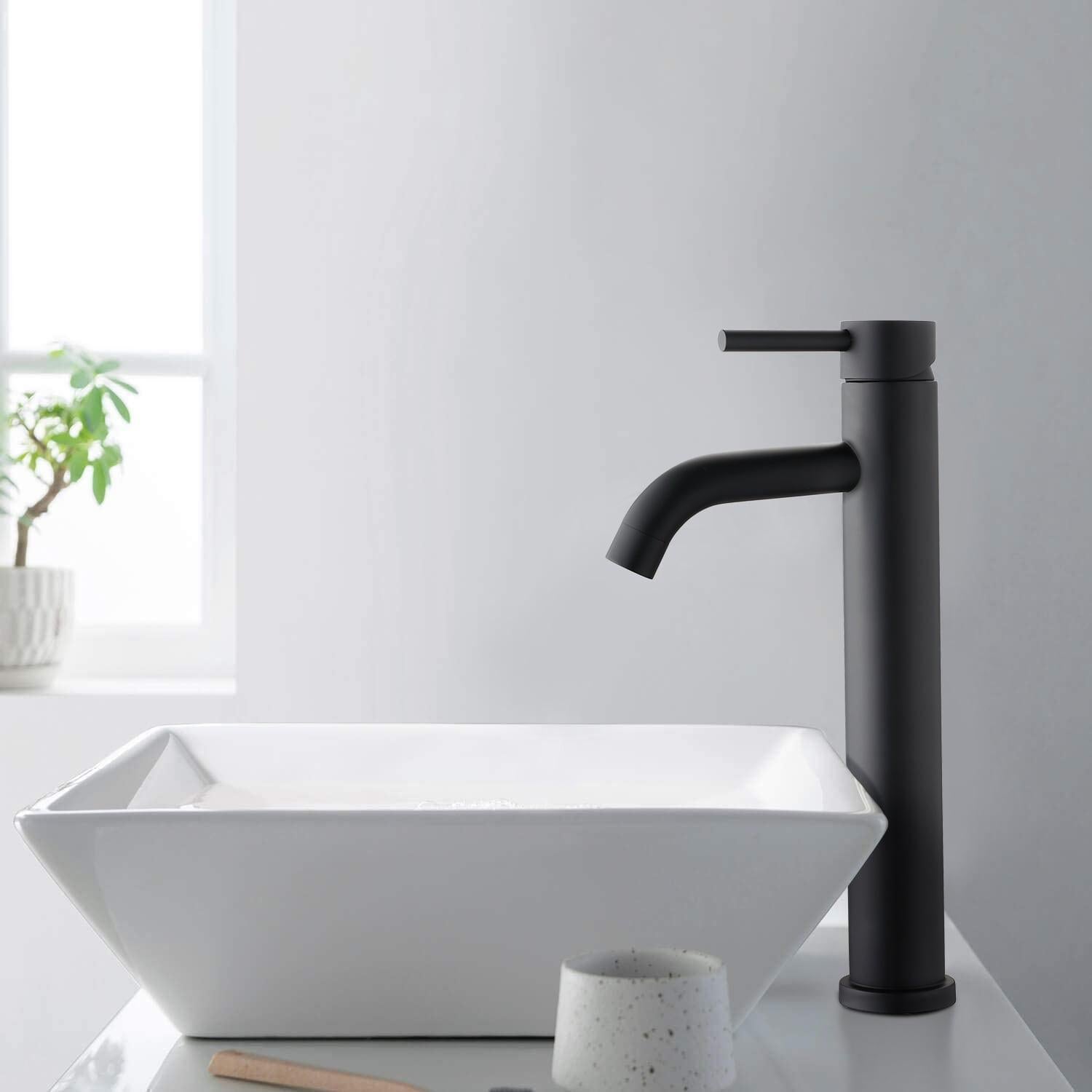 Taavita Matte Black Cold Water Single Faucets with Modern Design for Sink Installation