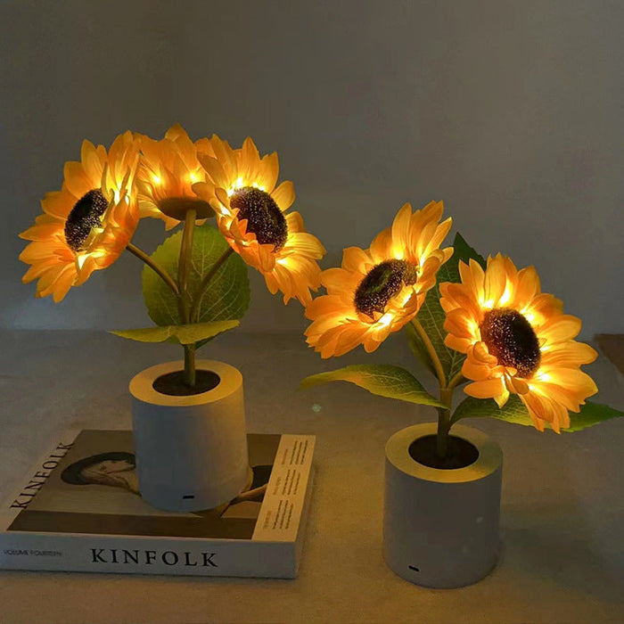 Shimmering Sunflower Lamp | Nature-Inspired Floral LED Table Light | USB Rechargeable | Elegant Decor