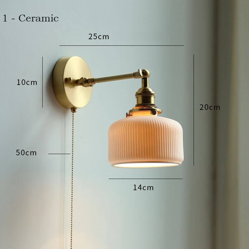 Adjustable Taavita Wall Lamp with Switch Beside - Modern Glass Lampshade - Elegant Copper Holder