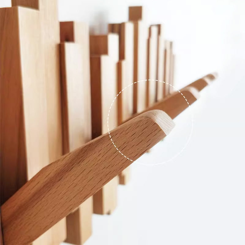 Taavita Wooden Wall Mounted Coat Rack with Piano Hooks: A Blend of Rustic Elegance and Modern Design