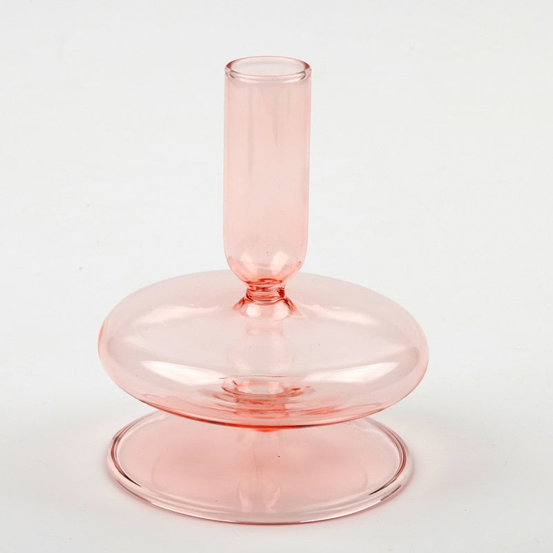 Taavita Pink Handblown Glass Taper Candle Holder & Vases