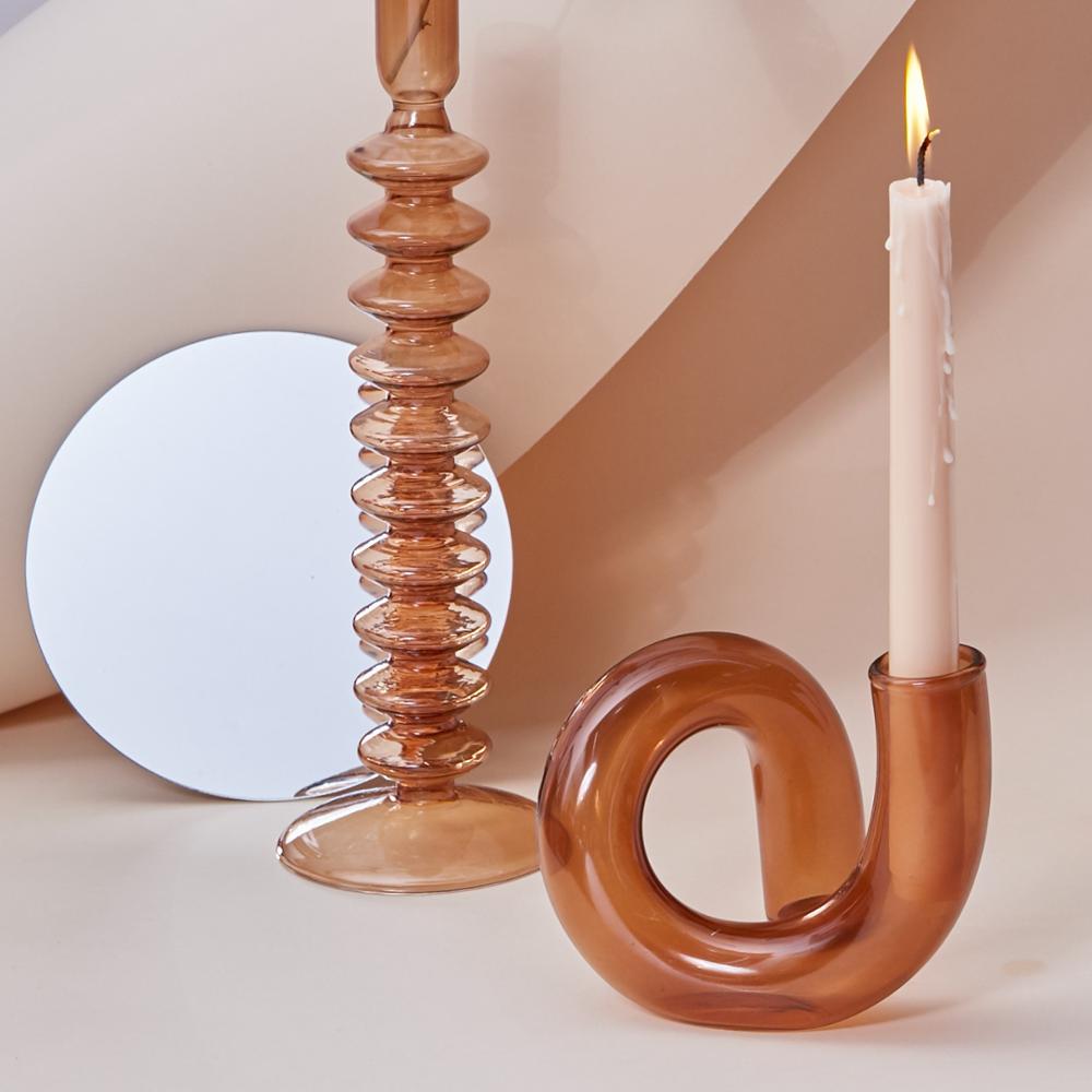 Taavita Hydroponic Vase & Candle Holder - Blown Glass, Beautiful Loop Design