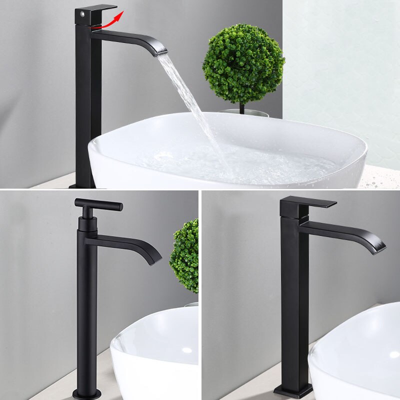 Taavita Matte Black Cold Water Single Faucets with Modern Design for Sink Installation