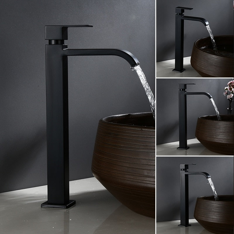 Taavita Matte Black Cold Water Single Faucets with Modern Design for Sink Installation