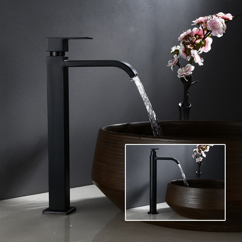 Taavita Matte Black Cold Water Single Faucets with Modern Design for Sink Installation