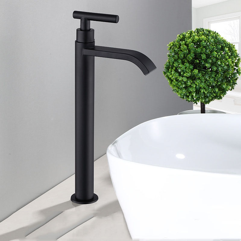 Taavita Matte Black Cold Water Single Faucets with Modern Design for Sink Installation