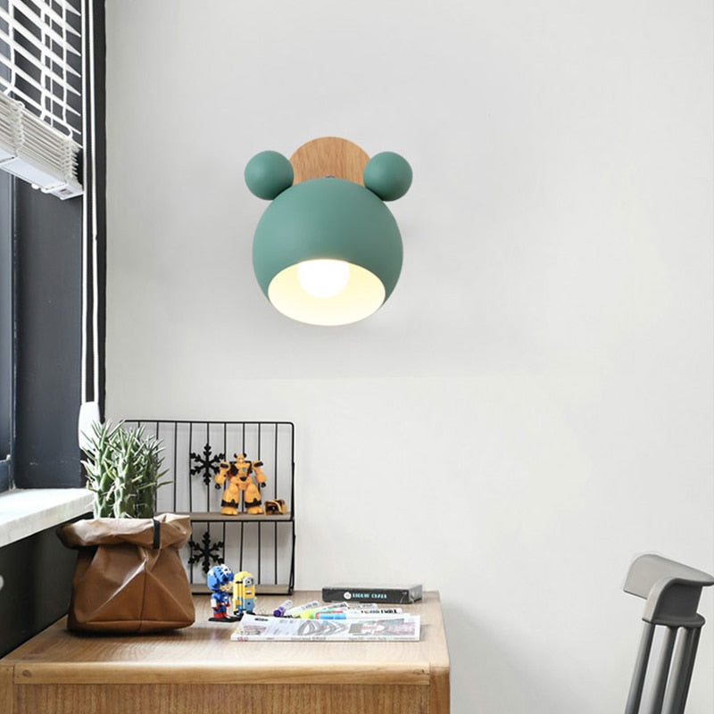 Wall Lamp for Children's Room Wood Bear