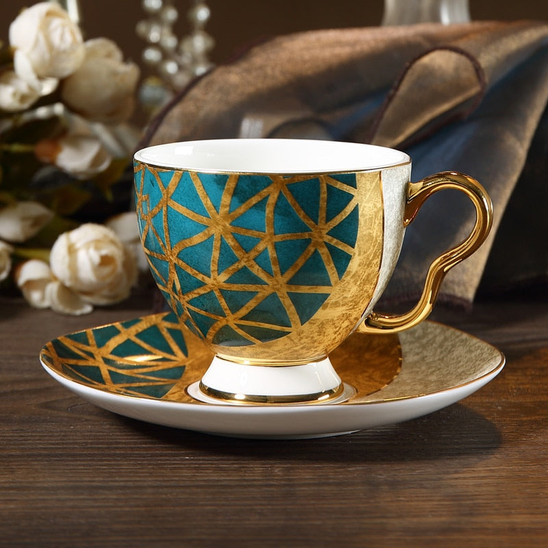 Taavita Marble-Inspired Tea Cup Set: Ceramic Tea Service Collection