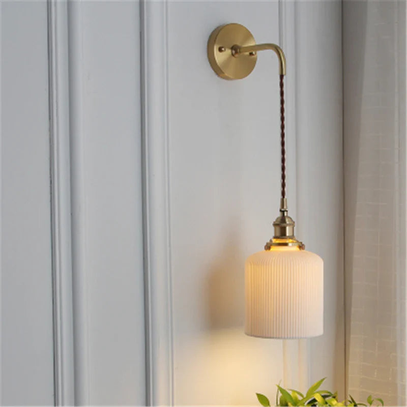 Taavita Wall Lamp White with Fabric Shade