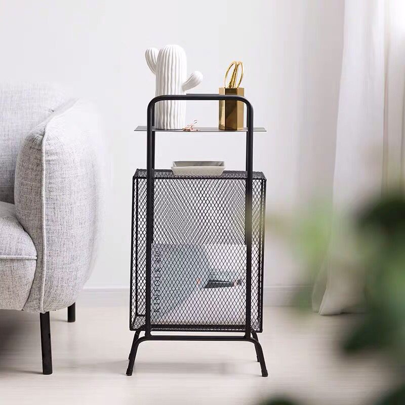 Taavita Metal Side Table and Magazine Rack - Stylish Iron Storage Shelf for Living Room & Bedroom Decor