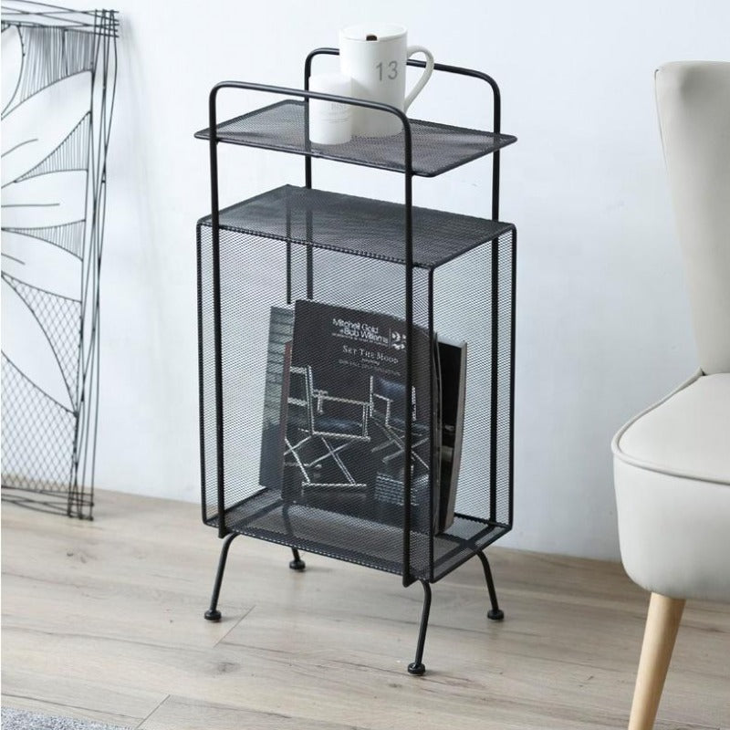 Taavita Metal Side Table and Magazine Rack - Stylish Iron Storage Shelf for Living Room & Bedroom Decor