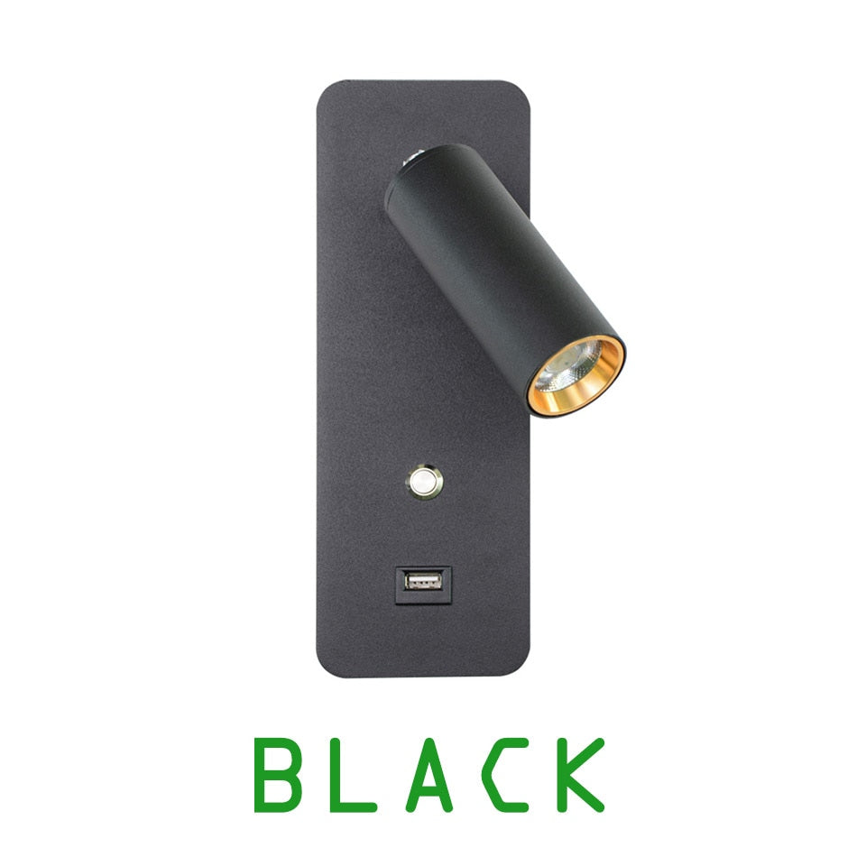 Black Wall Lamp with Switch – Elegant Wall Light with LED and Directional Flexibility