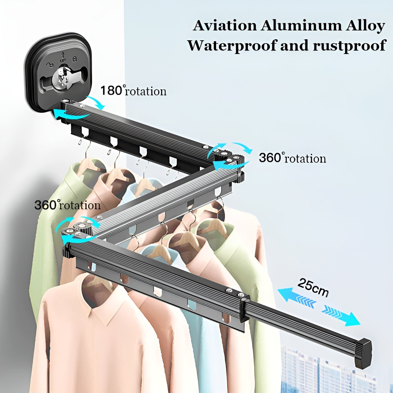 Taavita - Foldable Aluminum Clothes Dryer with Suction Cup Mounting