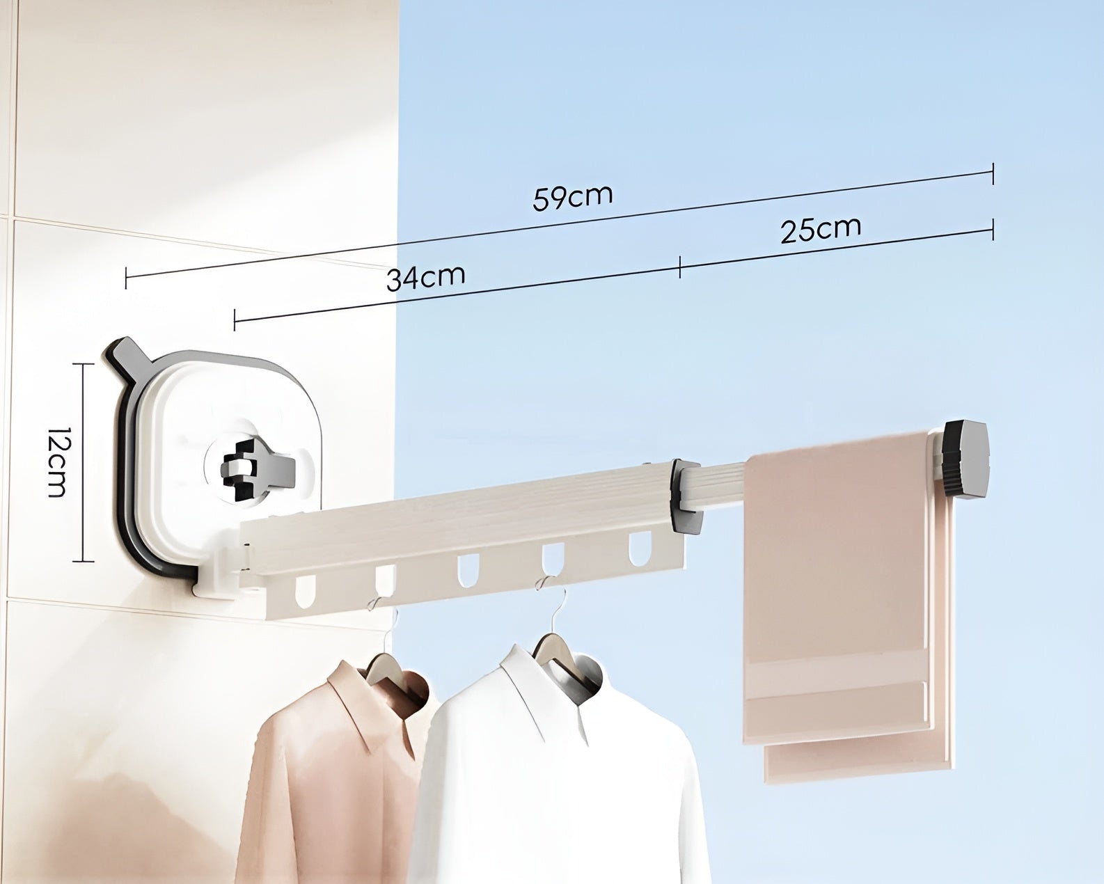 Taavita - Foldable Aluminum Clothes Dryer with Suction Cup Mounting