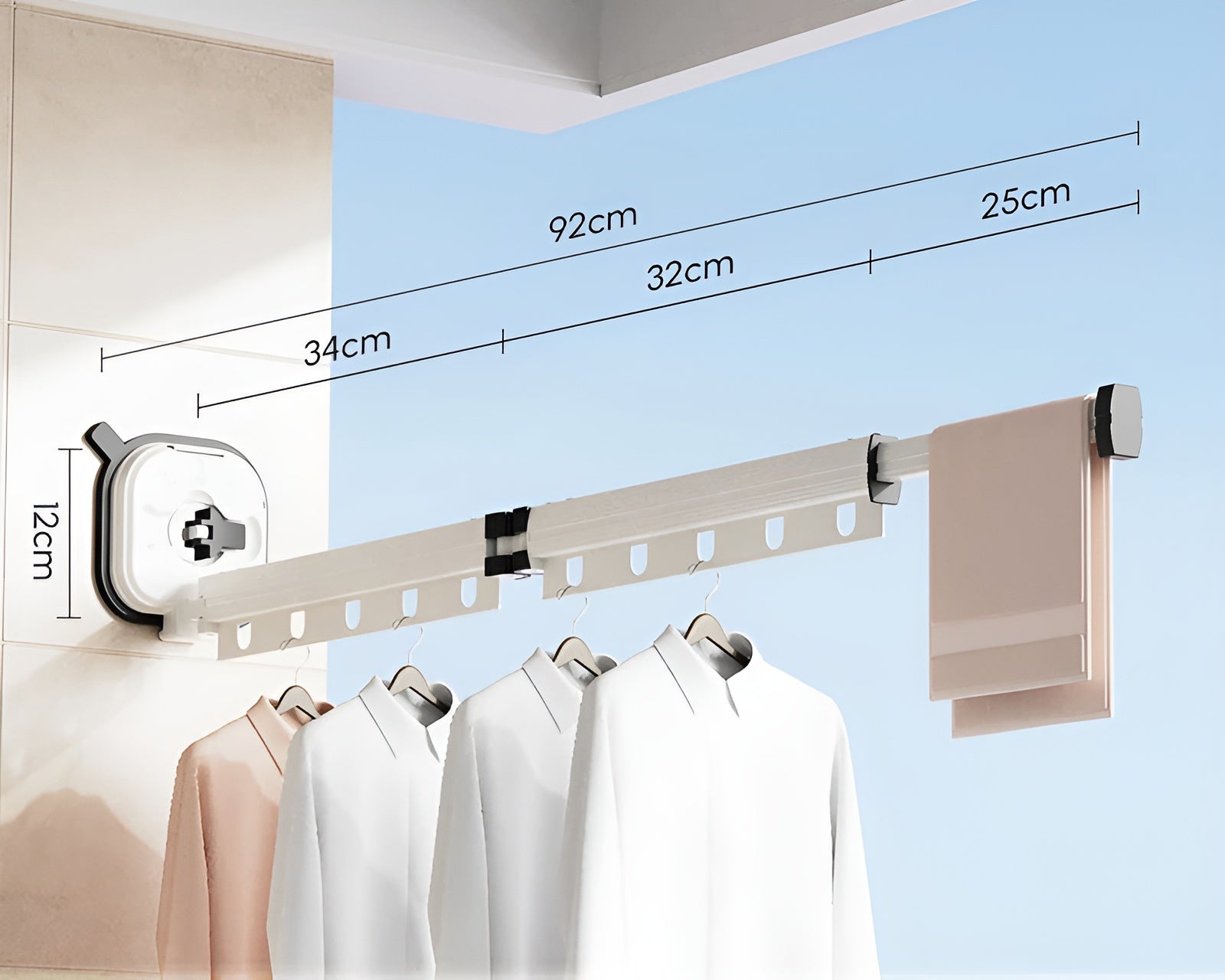 Taavita - Foldable Aluminum Clothes Dryer with Suction Cup Mounting