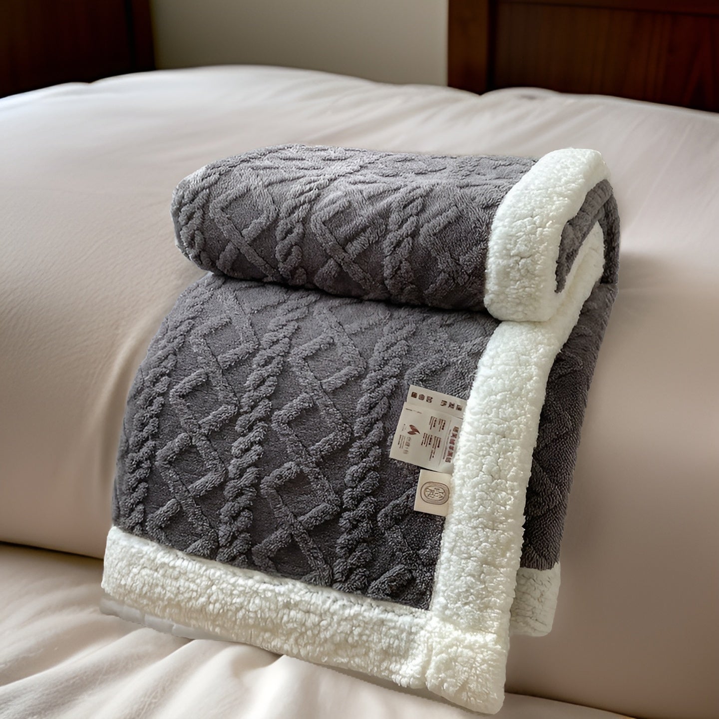 Cozy Cuddle - Double-Sided Plush Cashmere Fleece Blanket for Nightly Warmth with Style