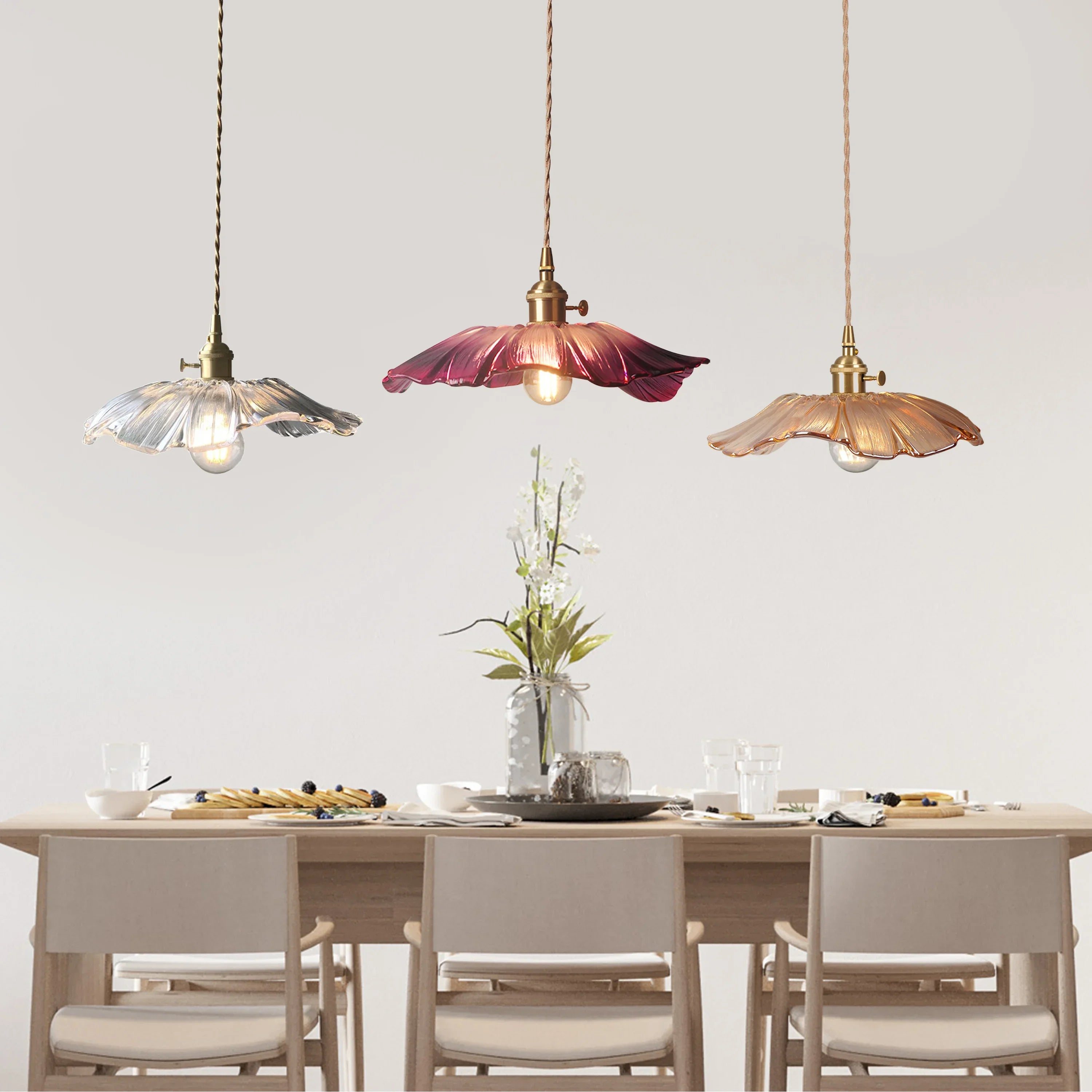 Taavita Lotus Retro-Glass Pendant Light