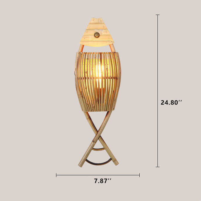 Taavita Fish Shaped Bamboo Weaving 1-Light Wall Sconce Lamp