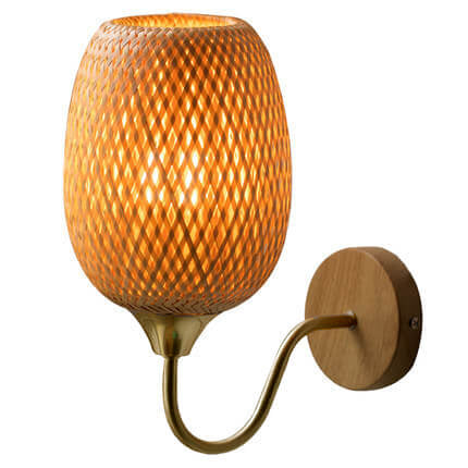 Taavita handwoven round wall lamp made of bamboo with 1 light lampshade